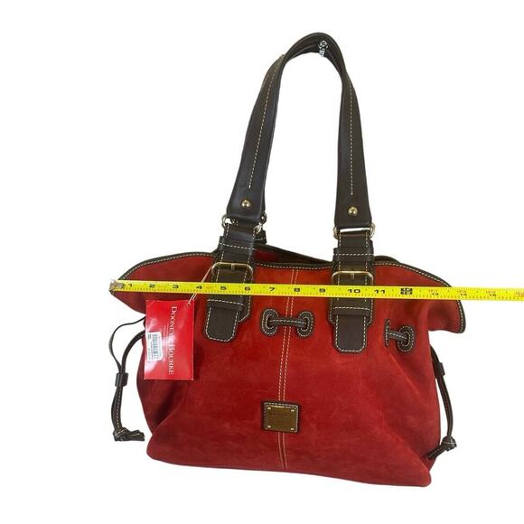 NEW VTG DOONEY & BOURKE CHIARA MEDIUM SATCHEL RED SUEDE/BROWN VERSATILE ICONIC - Picture 9 of 16